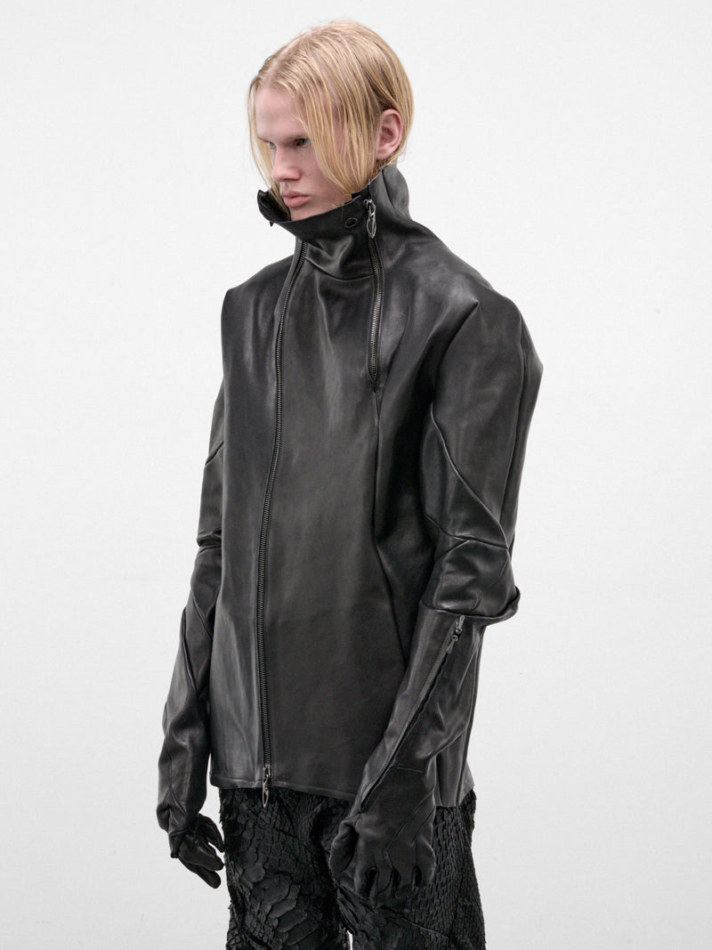 Black Leather Gloved Jacket (DIS-M-GLOVESJ-01-BLACK)