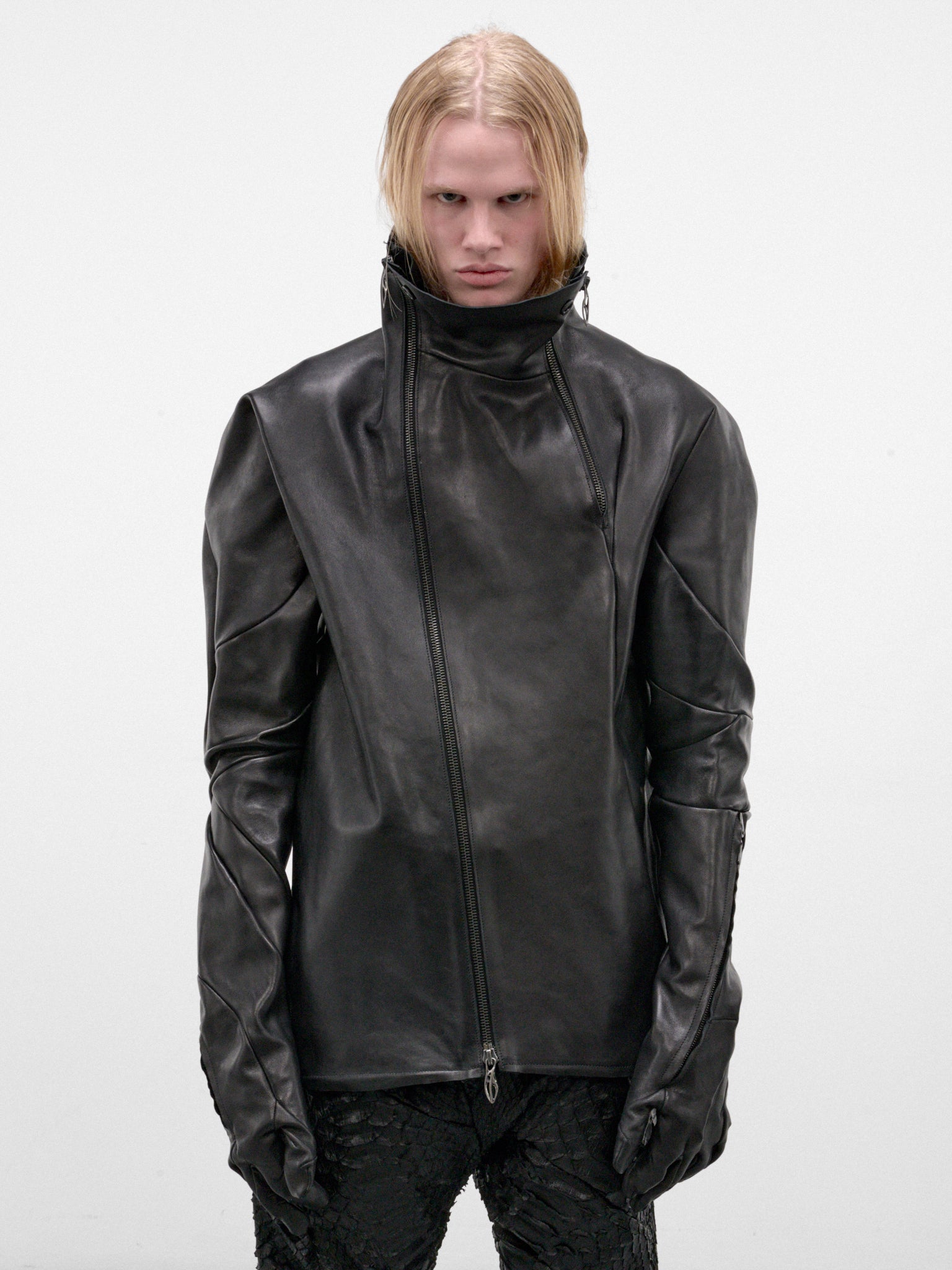 Black Leather Gloved Jacket (DIS-M-GLOVESJ-01-BLACK)