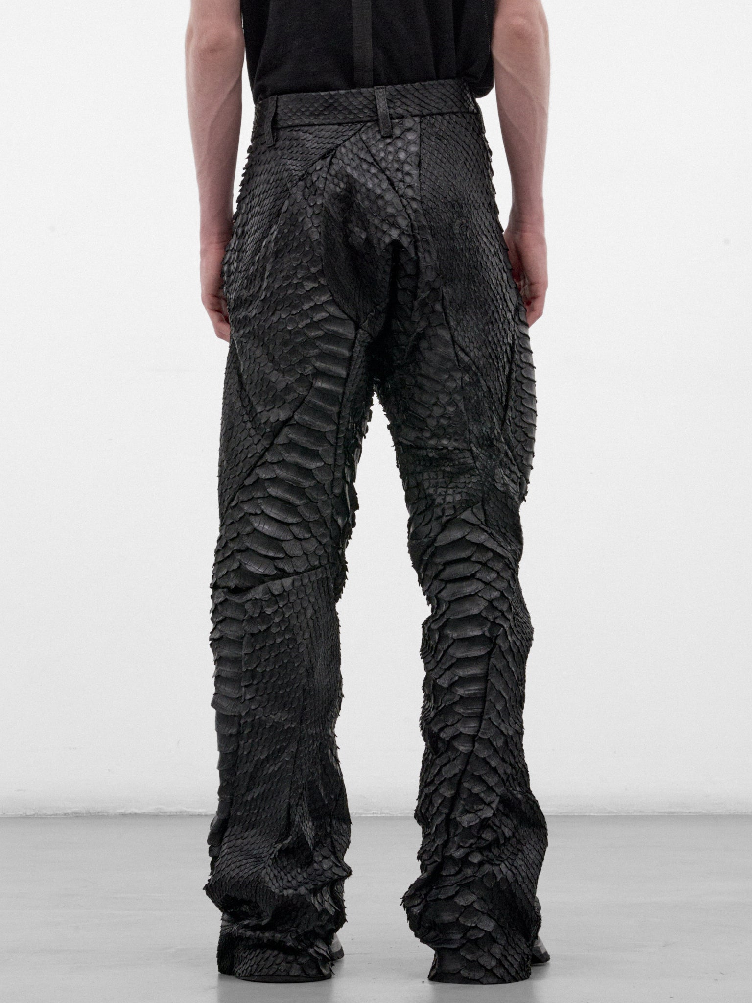 Python Leather Distortion Sculpture Pants (DIS-M-SCULP-01-BLACK)