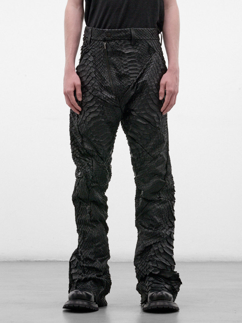 Python Leather Distortion Sculpture Pants (DIS-M-SCULP-01-BLACK)