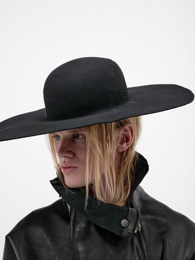 Black Wool Distortion Single Hat (DIS-M-W-SINGLE-HAT-01-BLACK)