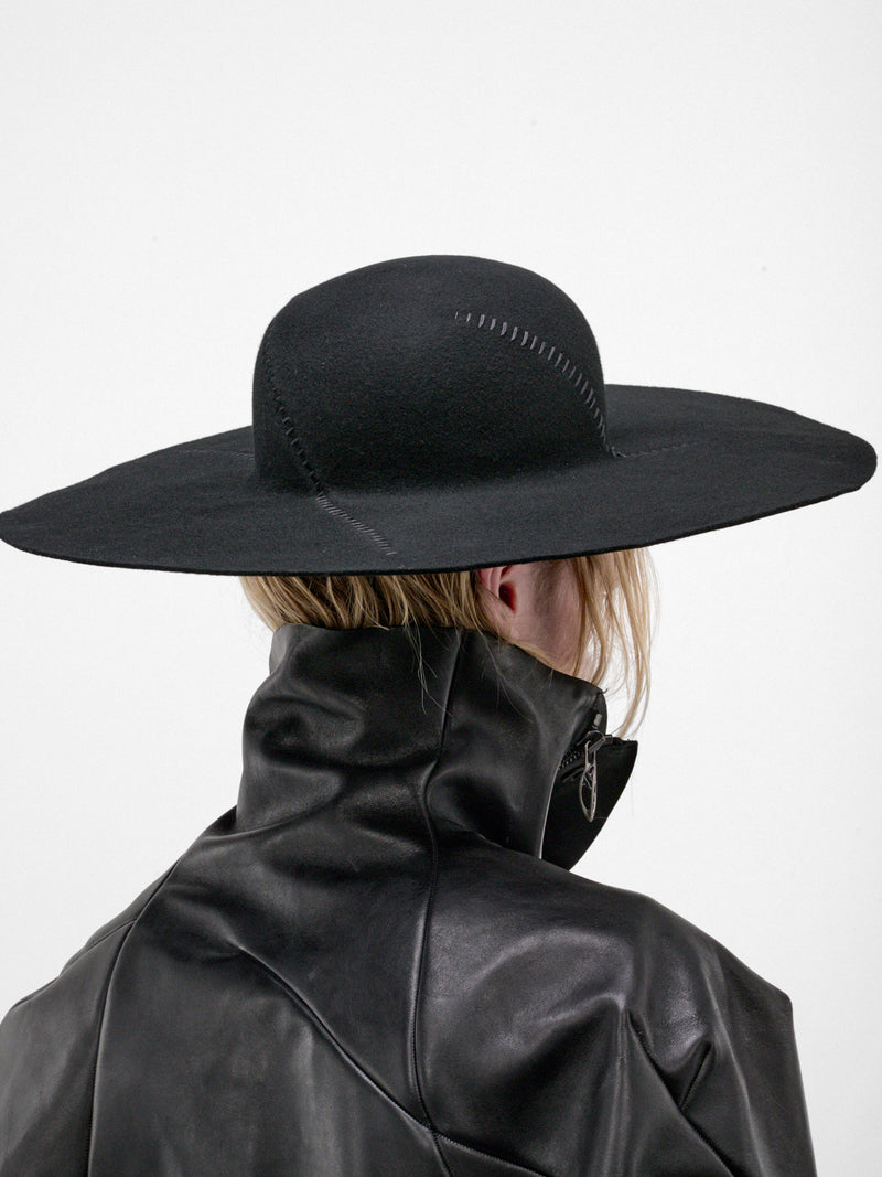 Black Wool Distortion Single Hat (DIS-M-W-SINGLE-HAT-01-BLACK)