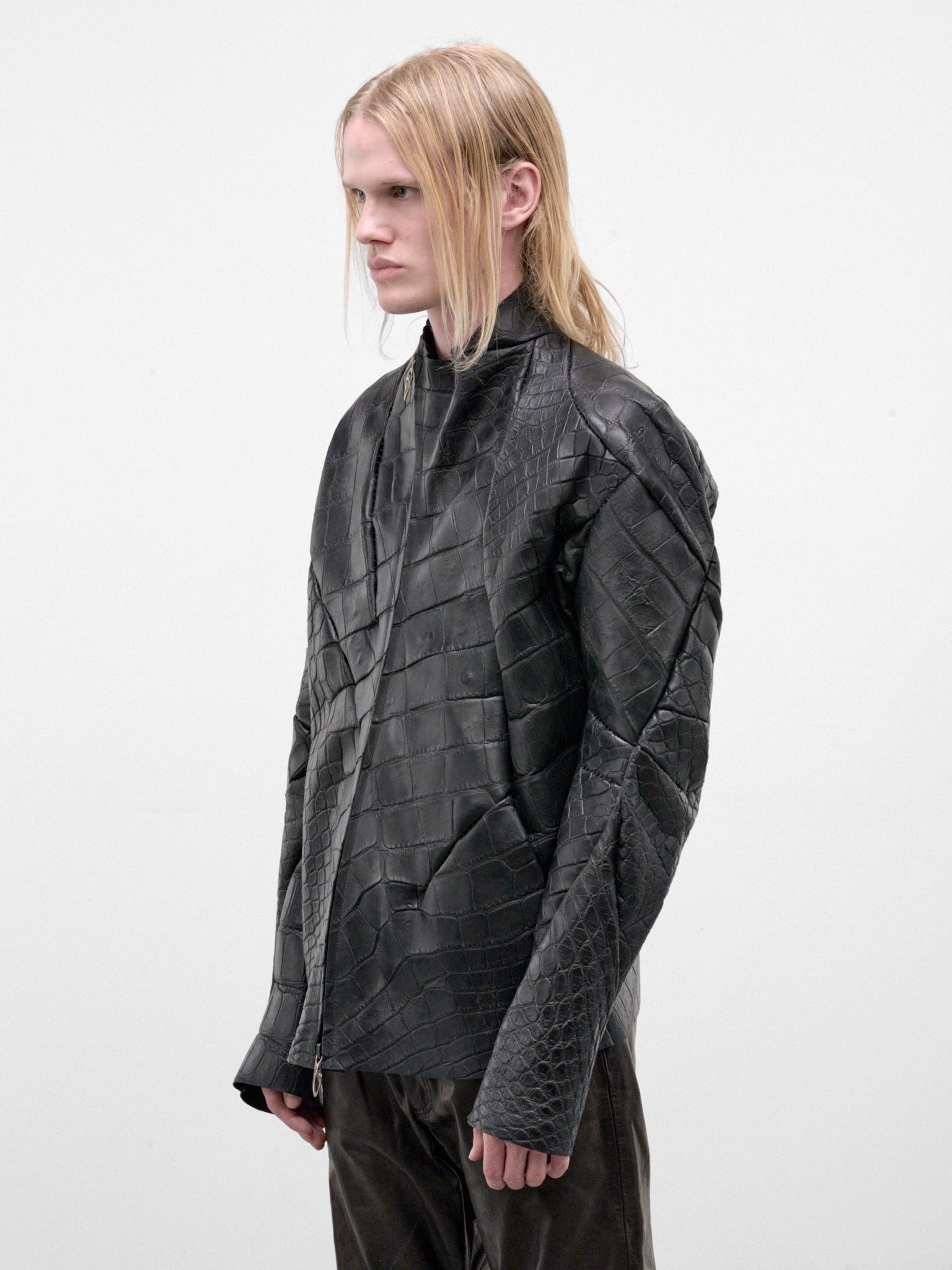 Alligator Leather Distortion Aviator Jacket (DIS-M-AJ-01-BLACK)