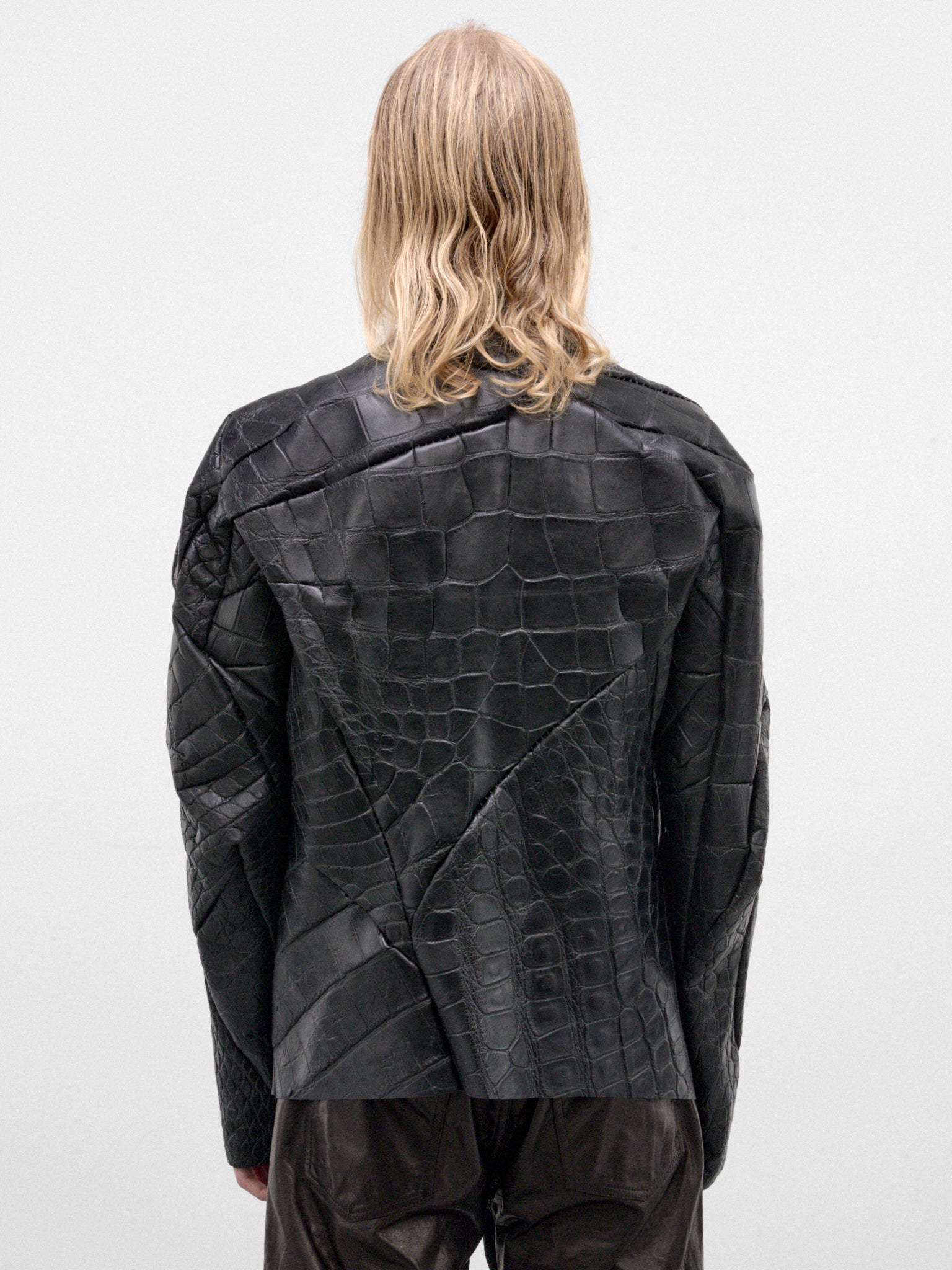 Alligator Leather Distortion Aviator Jacket (DIS-M-AJ-01-BLACK)