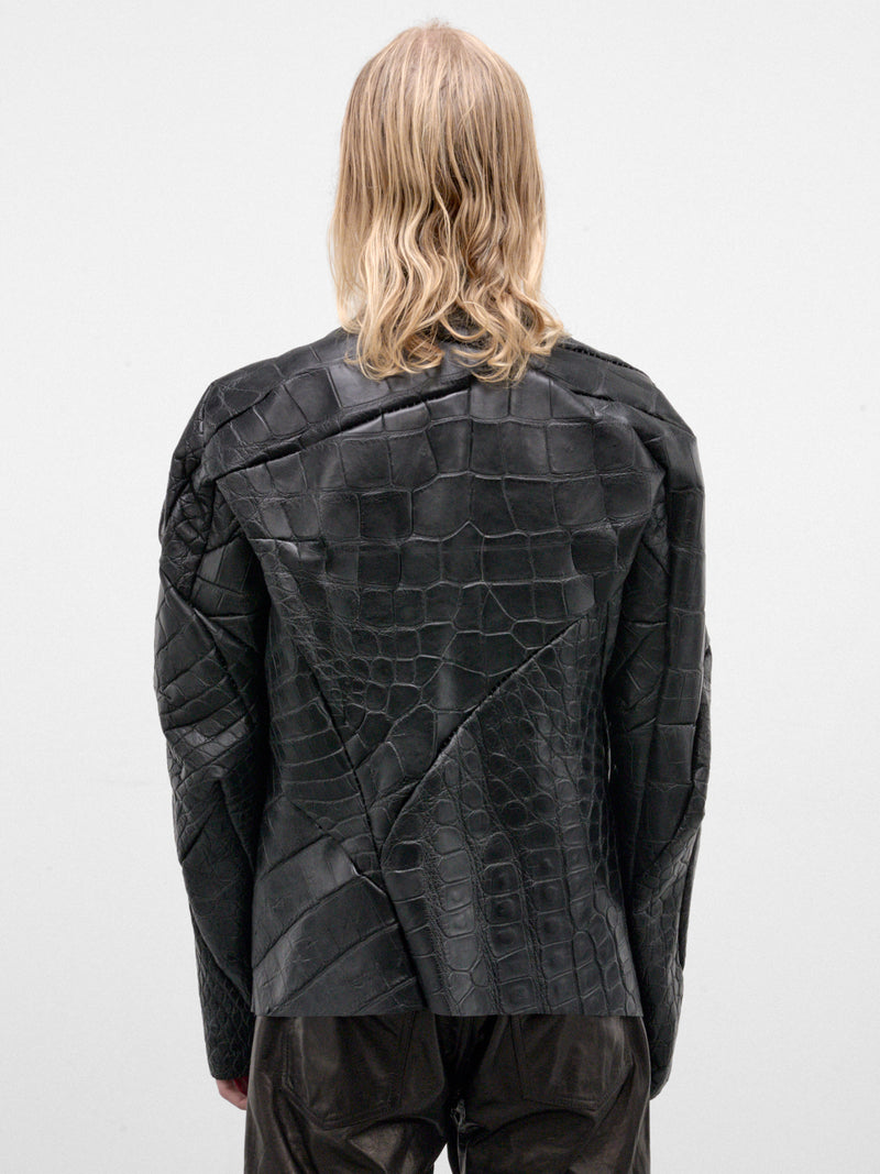 Alligator Leather Distortion Aviator Jacket (DIS-M-AJ-01-BLACK)