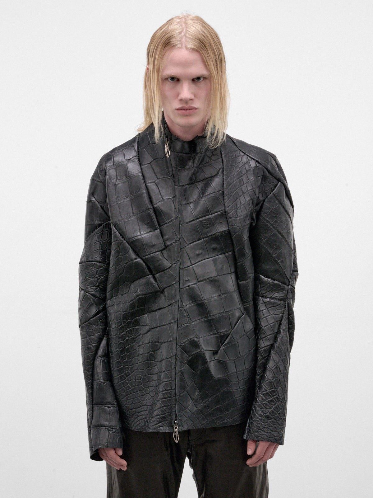 Alligator Leather Distortion Aviator Jacket (DIS-M-AJ-01-BLACK)
