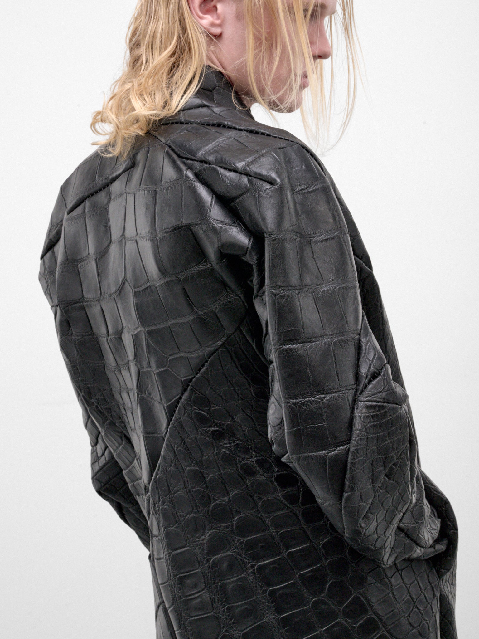Alligator Leather Distortion Aviator Jacket (DIS-M-AJ-01-BLACK)