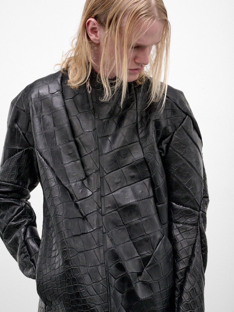 Alligator Leather Distortion Aviator Jacket (DIS-M-AJ-01-BLACK)