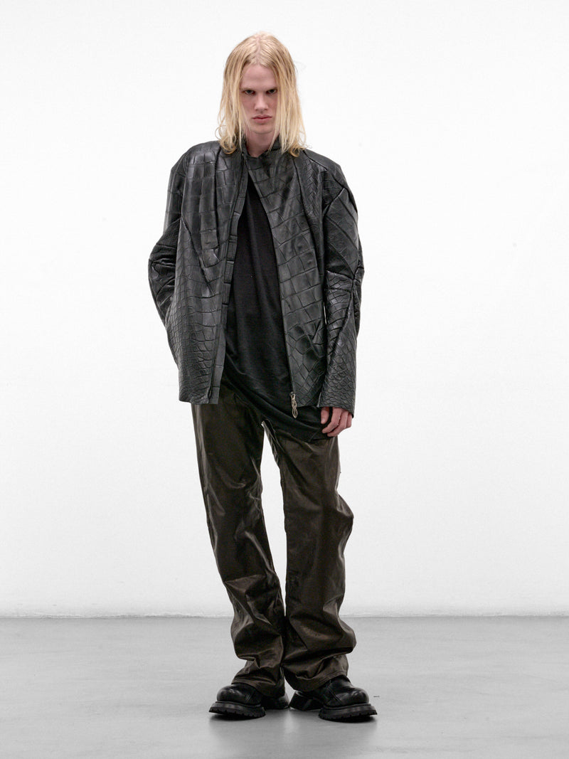 Alligator Leather Distortion Aviator Jacket (DIS-M-AJ-01-BLACK)