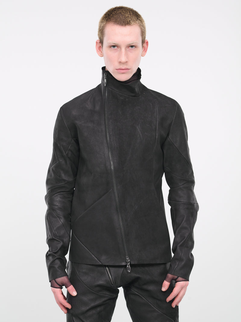 Les Hommes Leather Puffer Jacket in Black for Men