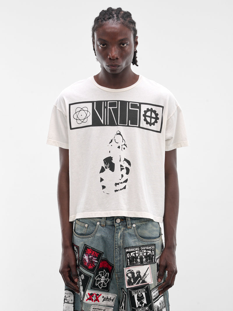 MARKING DISTANCE White Distressed Virus Tee | H.Lorenzo - front