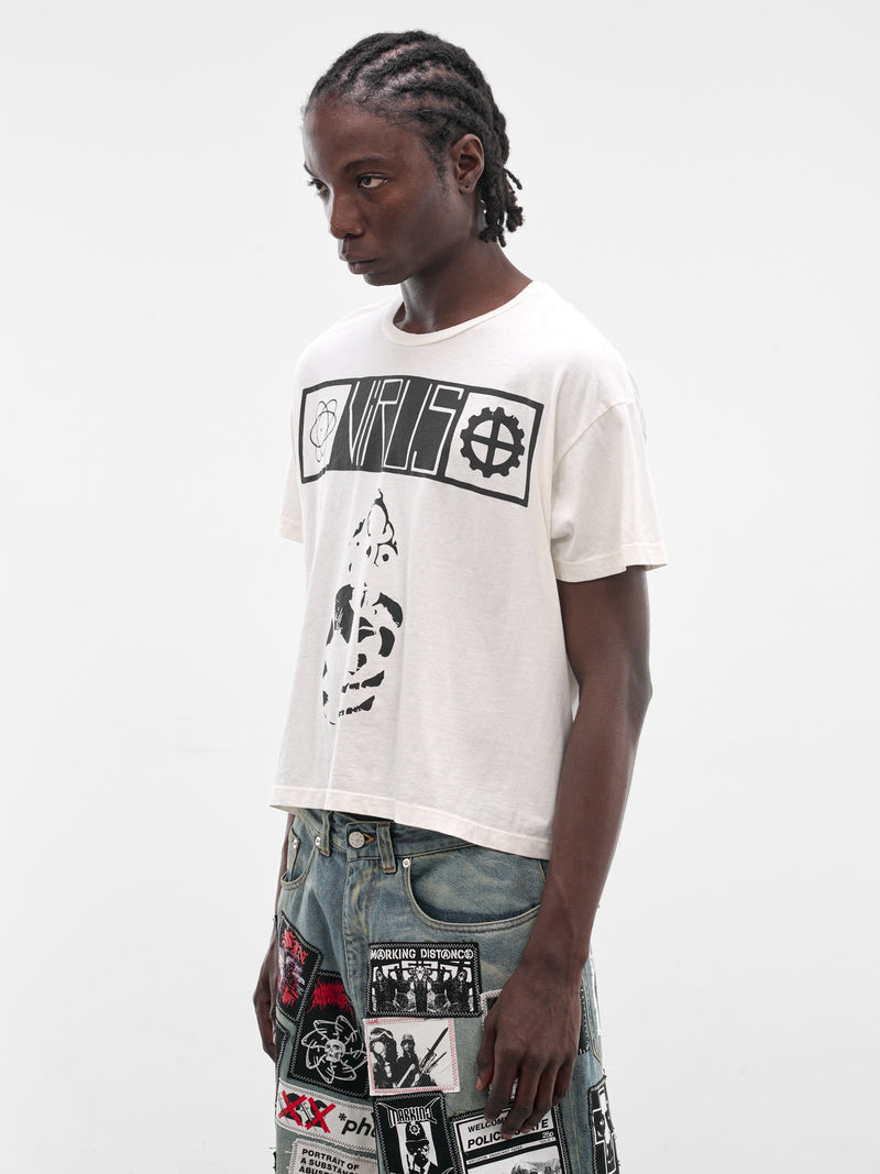 MARKING DISTANCE White Distressed Virus Tee | H.Lorenzo - side
