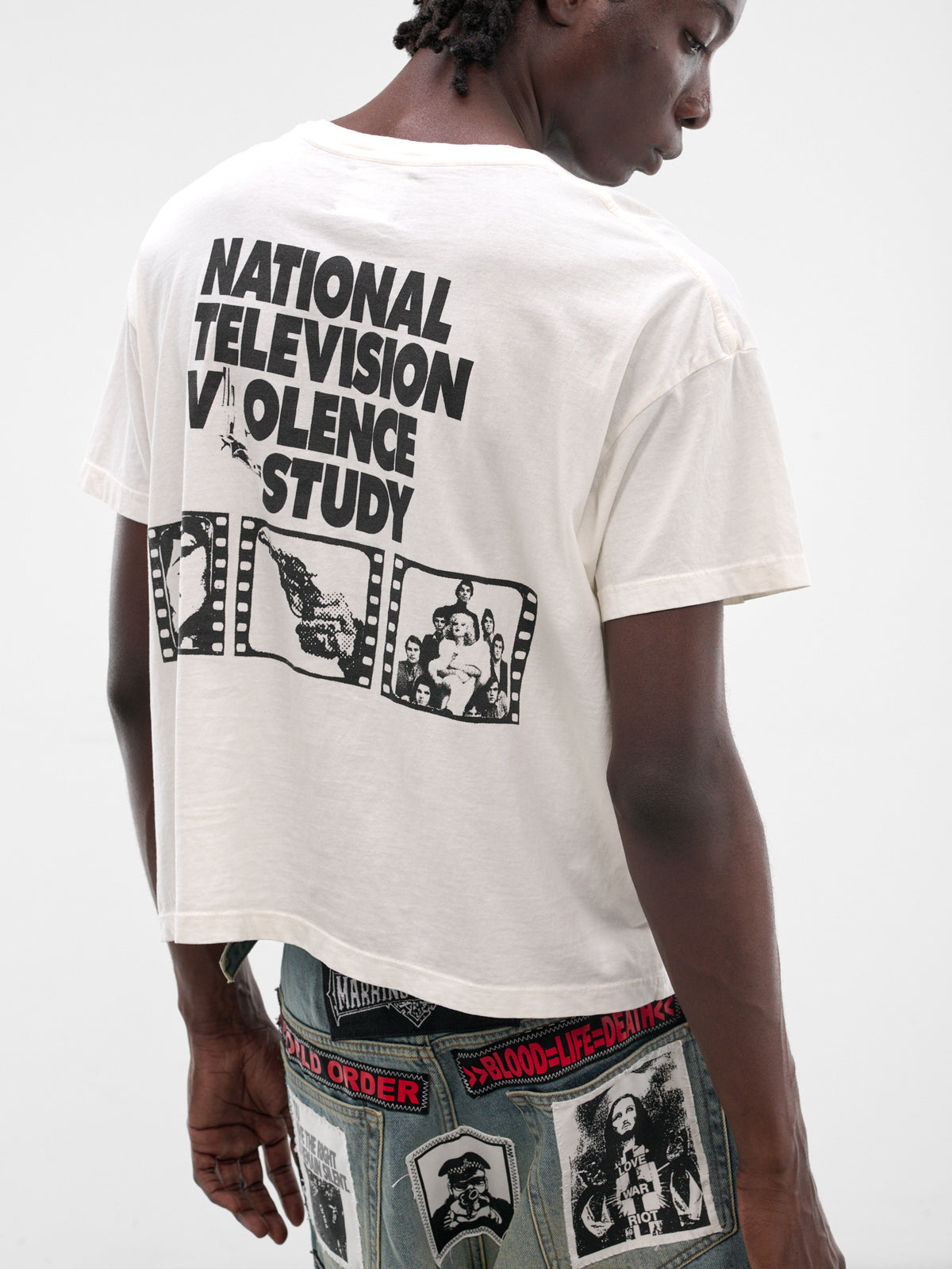 MARKING DISTANCE White Distressed Virus Tee | H.Lorenzo - detail 2