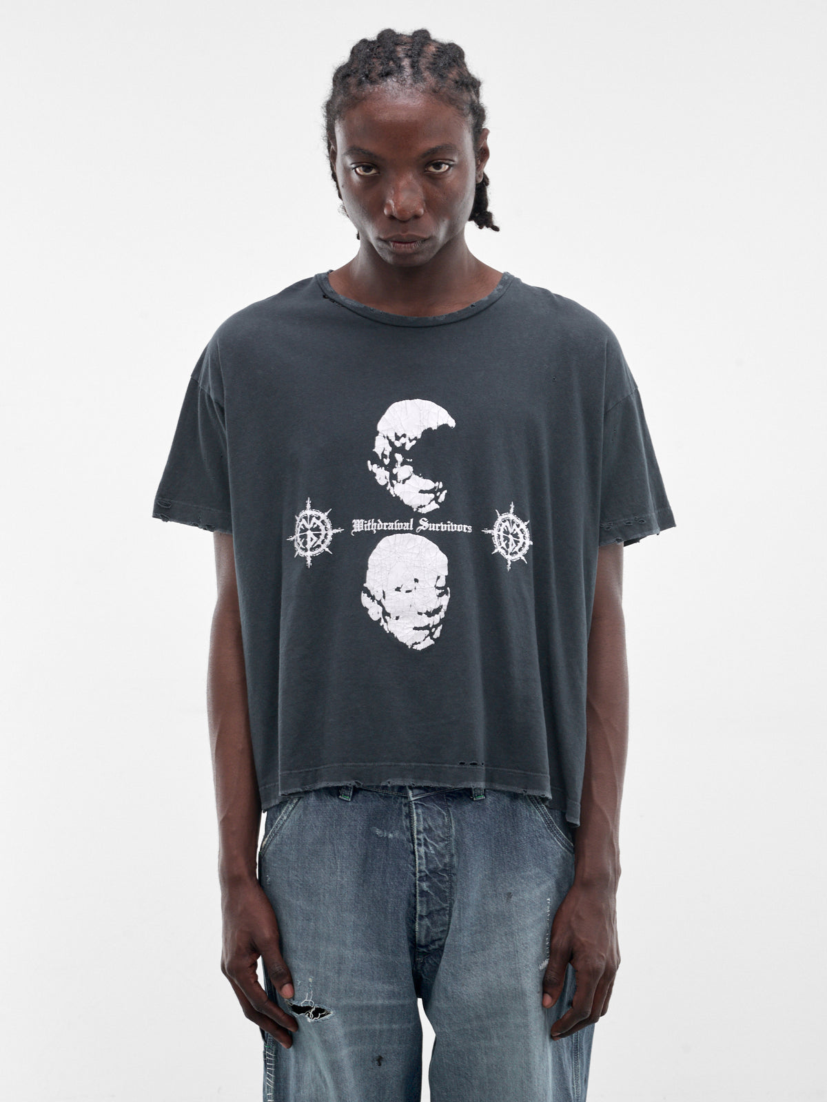 MARKING DISTANCE Distressed Withdrawal Survivors Tee | H.Lorenzo - front