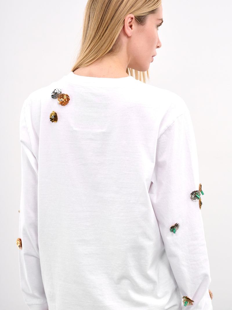 Disney Mickey Sequin Flower Tee (DJS157SFF5037-WHITE-MULTI)