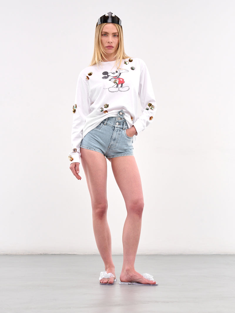 Disney Mickey Sequin Flower Tee (DJS157SFF5037-WHITE-MULTI)