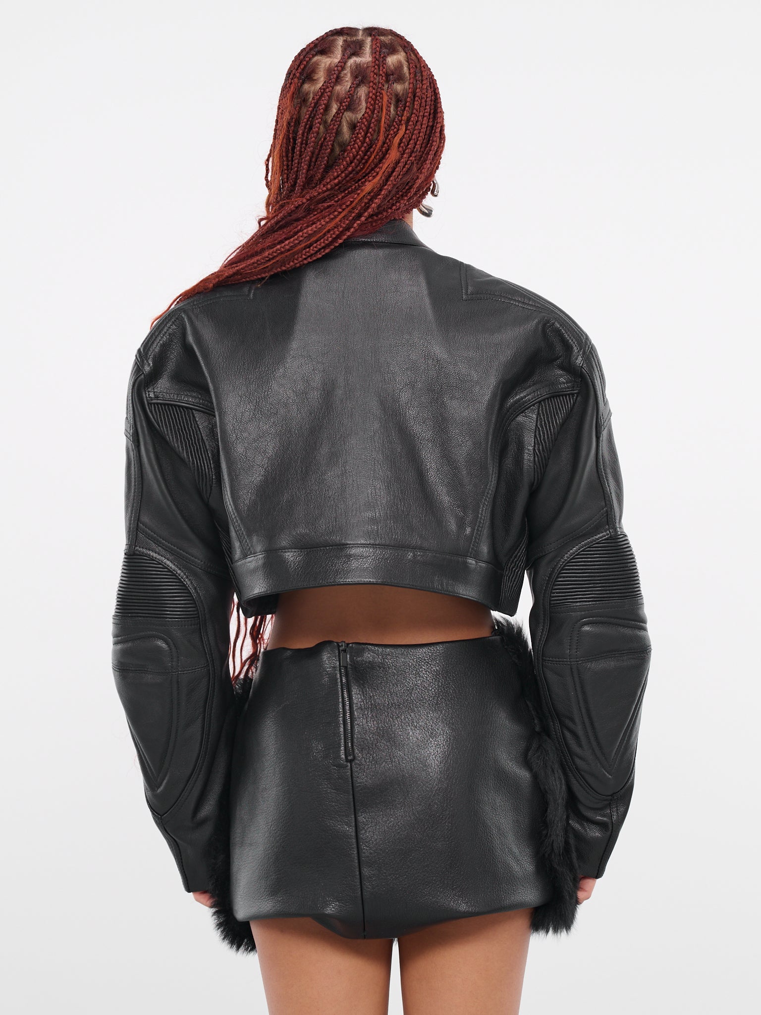 Crop Leather Biker Jacket (DK09J-BLACK)