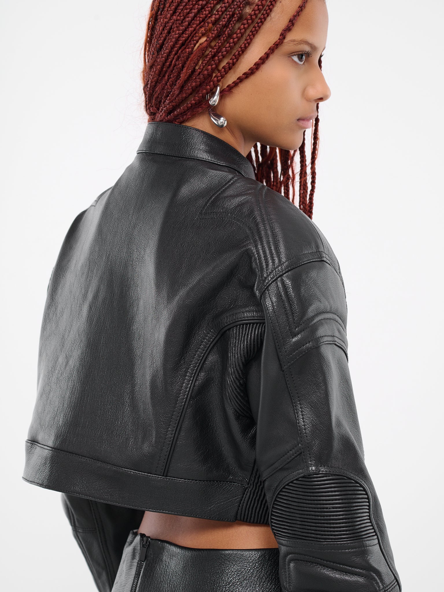 Crop Leather Biker Jacket (DK09J-BLACK)