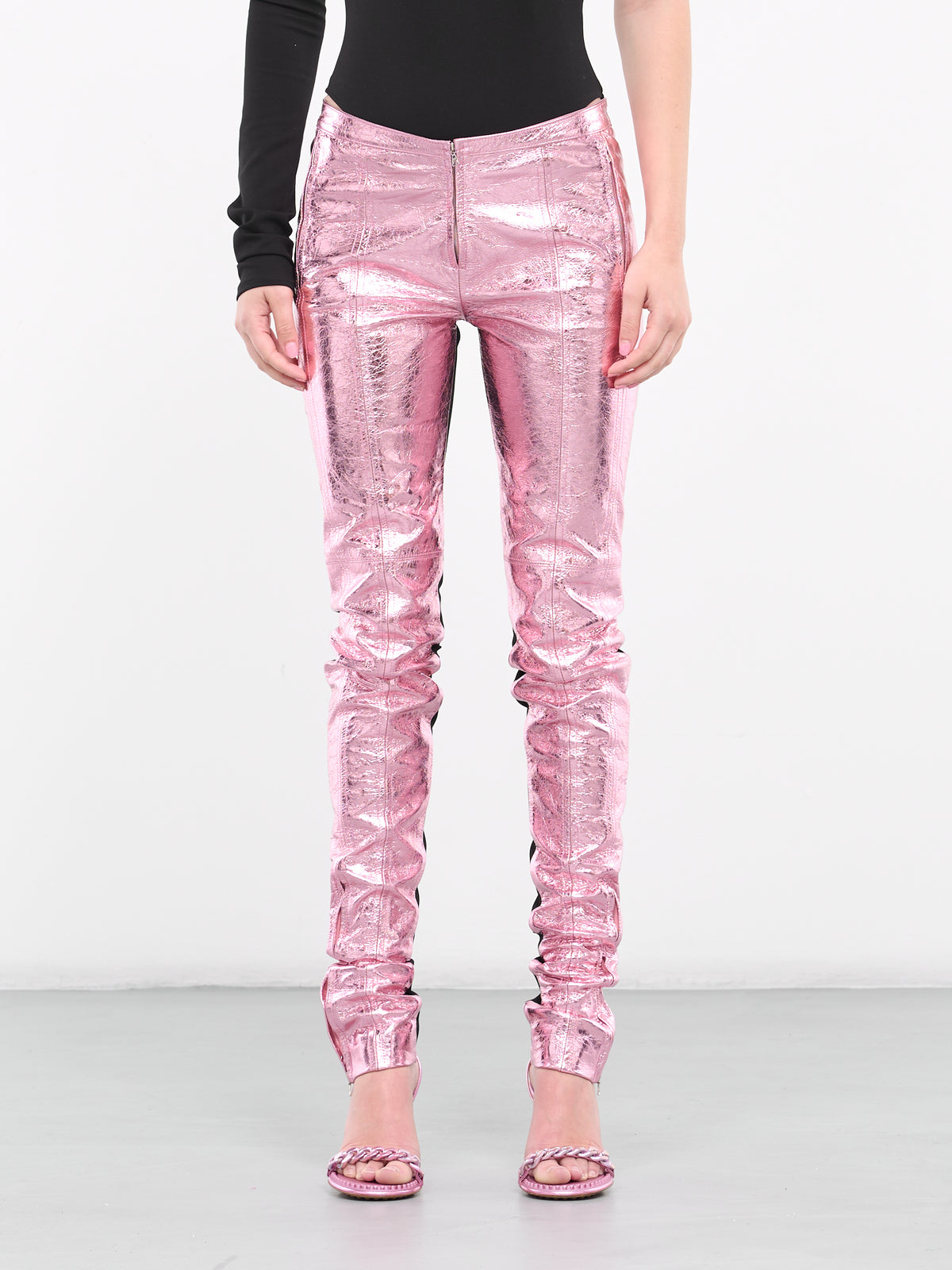 Jersey & Metallic Leather Trousers (DK10TR-METALLIC-PINK)