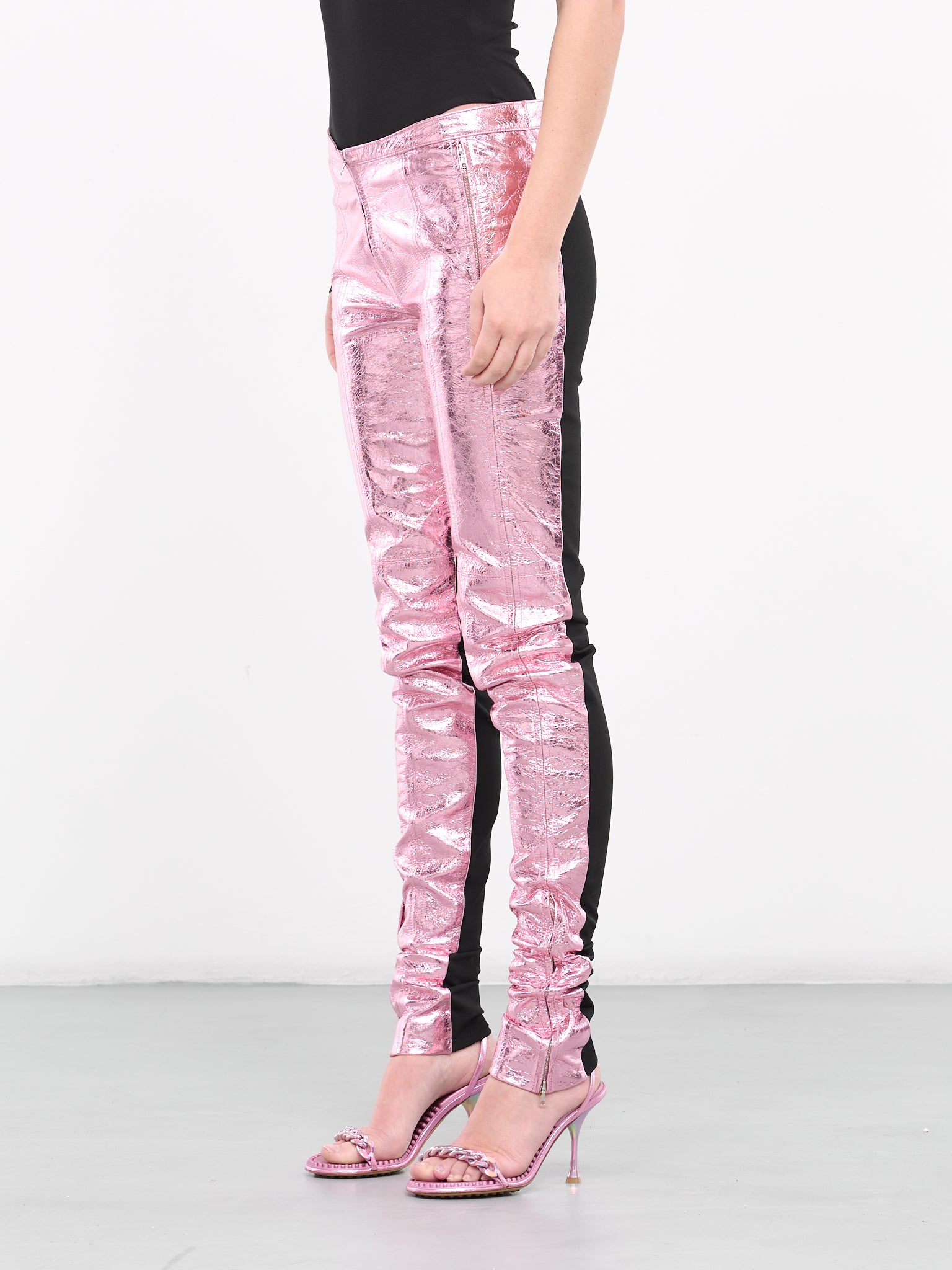 Jersey & Metallic Leather Trousers (DK10TR-METALLIC-PINK)