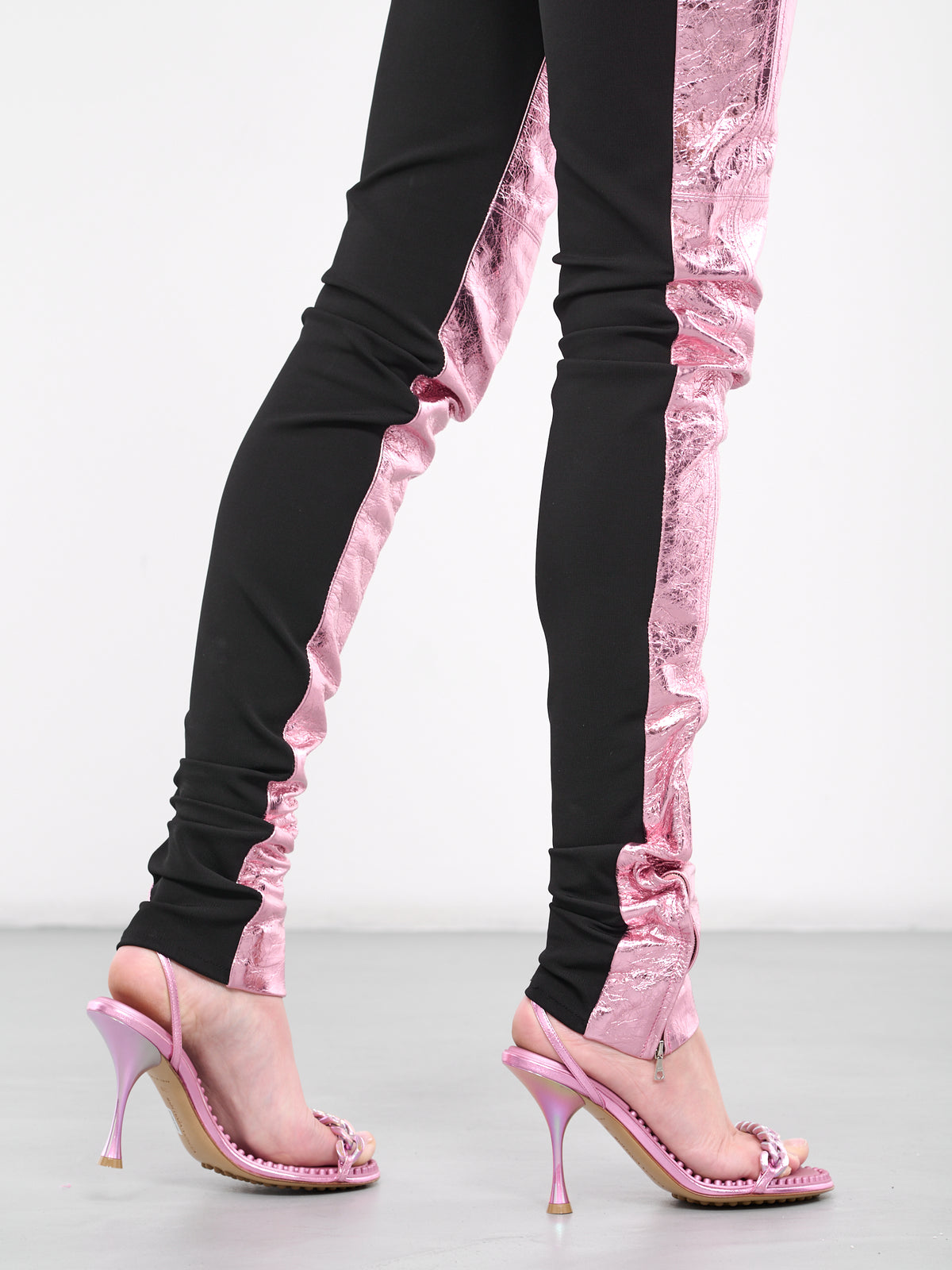 Jersey & Metallic Leather Trousers (DK10TR-METALLIC-PINK)