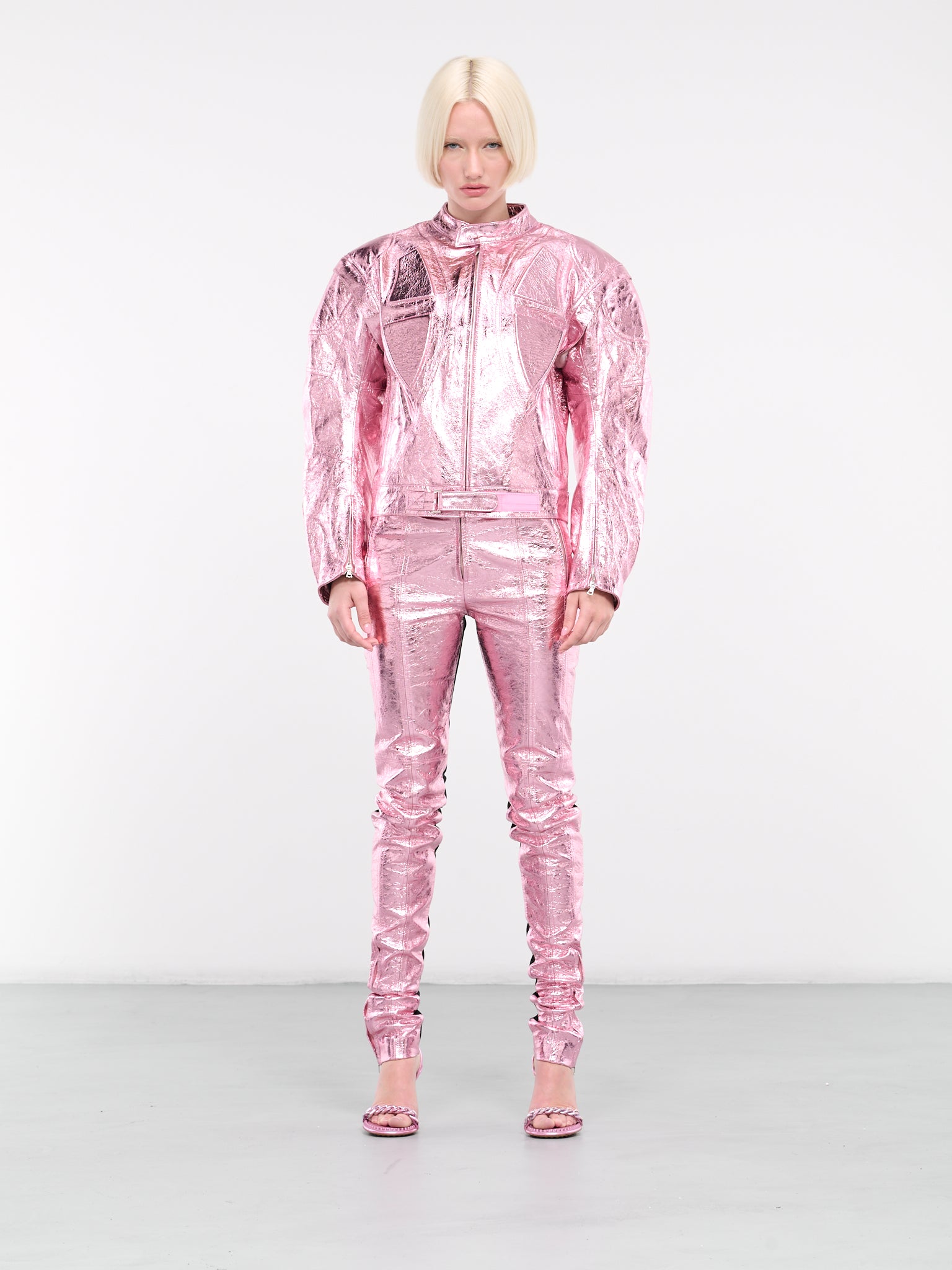 Jersey & Metallic Leather Trousers (DK10TR-METALLIC-PINK)