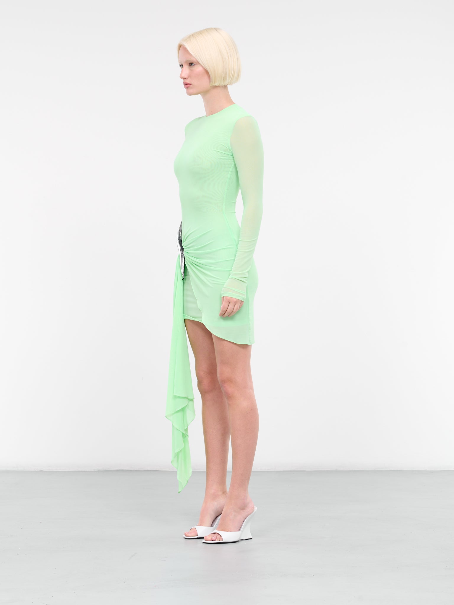 Metallic Tube Curve Mini Dress (DK22D-MINT-GREEN-SILVER)