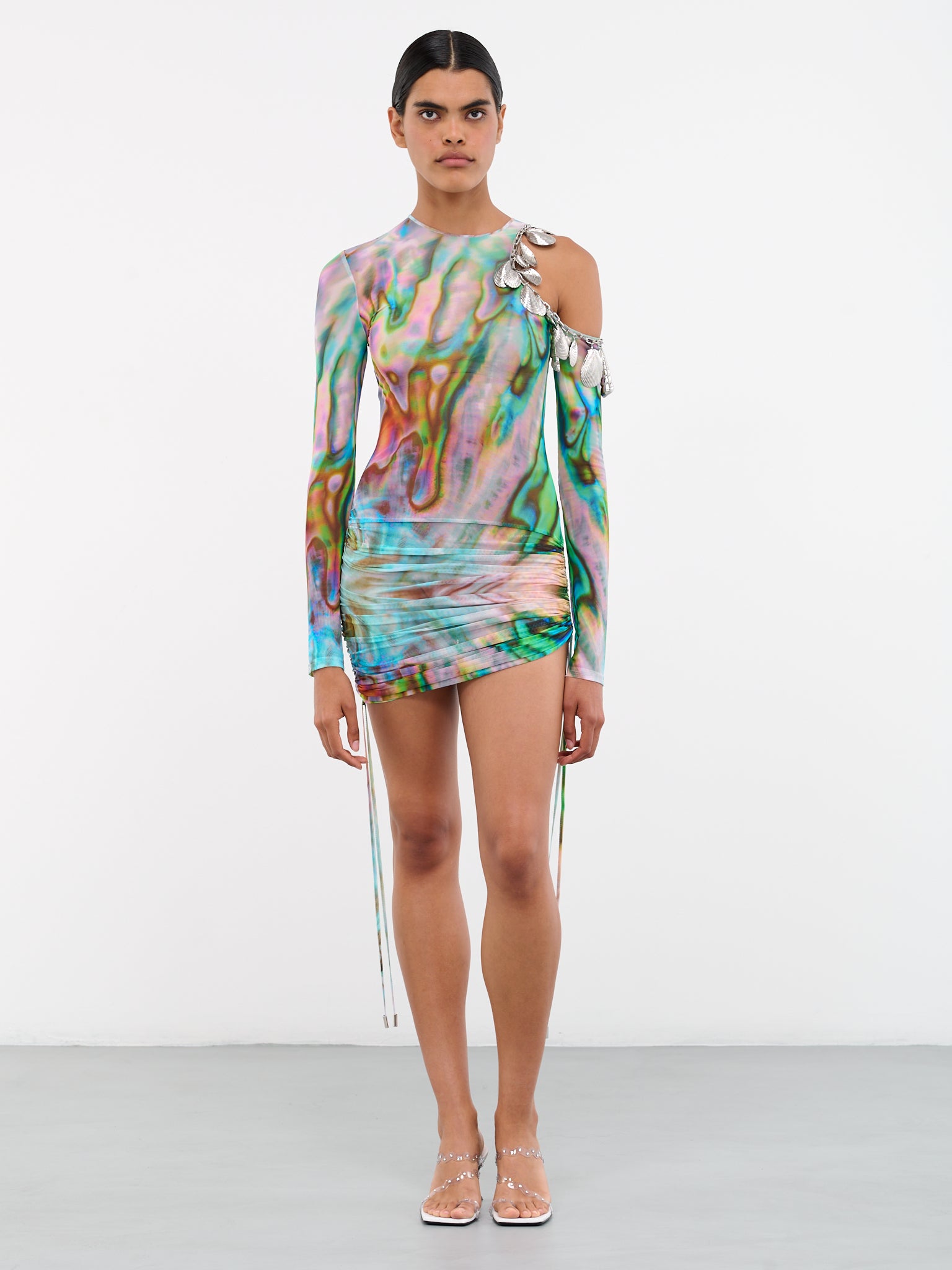 david koma mesh dress Asymmetric draped mesh gown - David Koma - Women