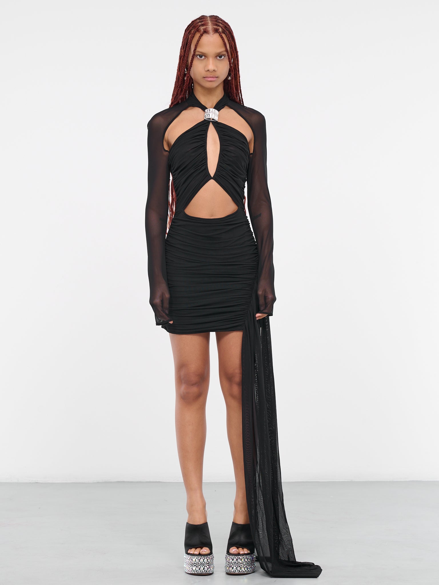 Diamond Cut-Out Mini Dress (DK31D-BLACK-SILVER)