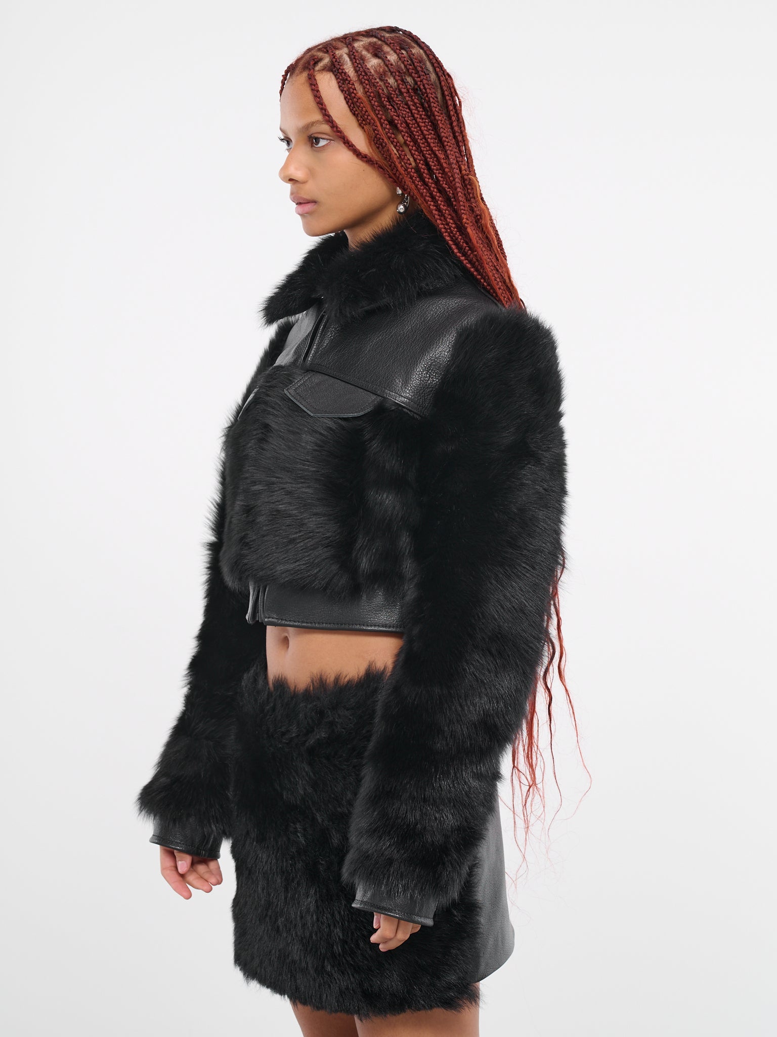 Crop Faux-Fur Jacket (DK43J-BLACK)