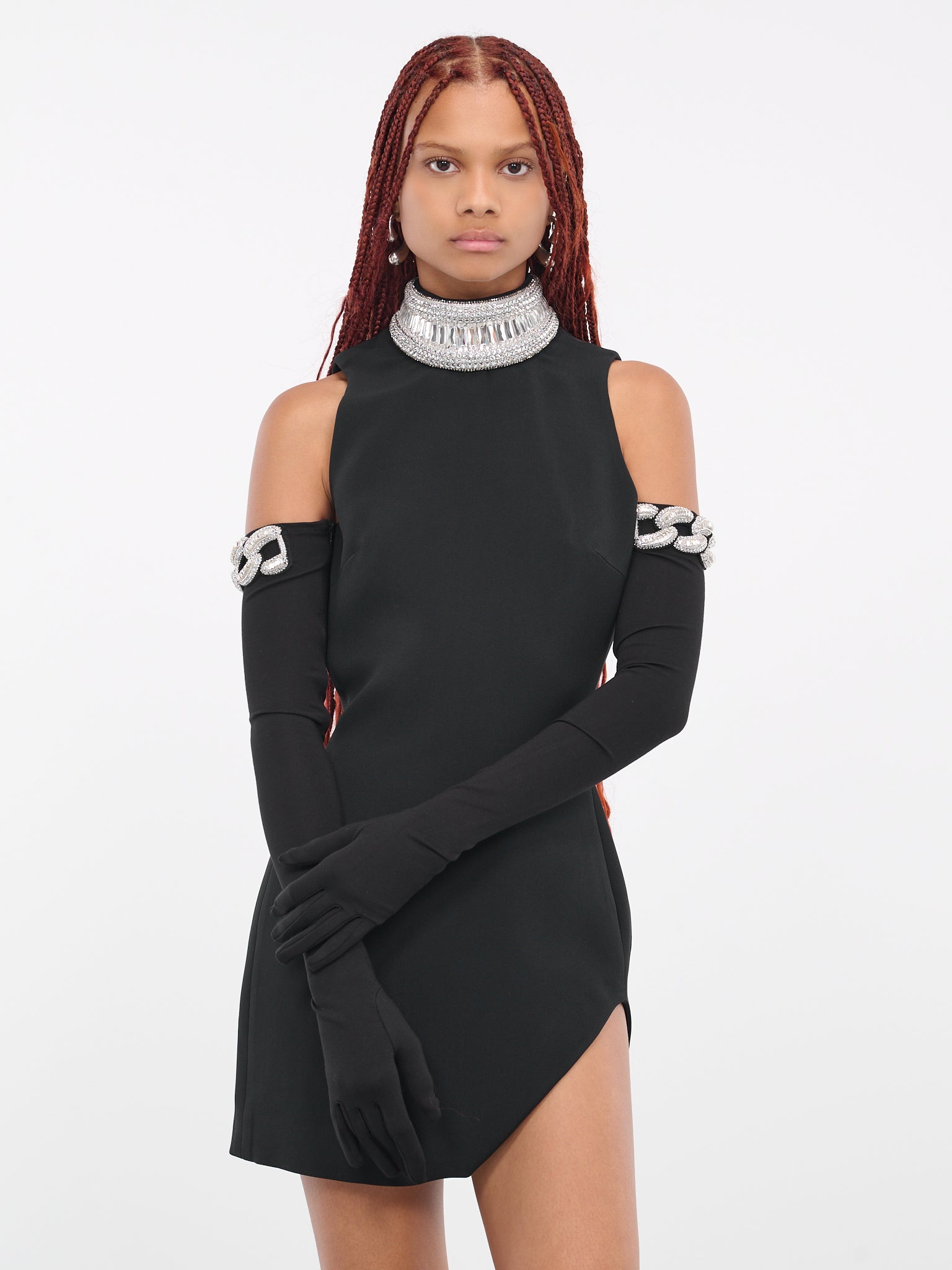 Crystal Chain Gloves (DKGLOVES01-BLACK-SILVER)