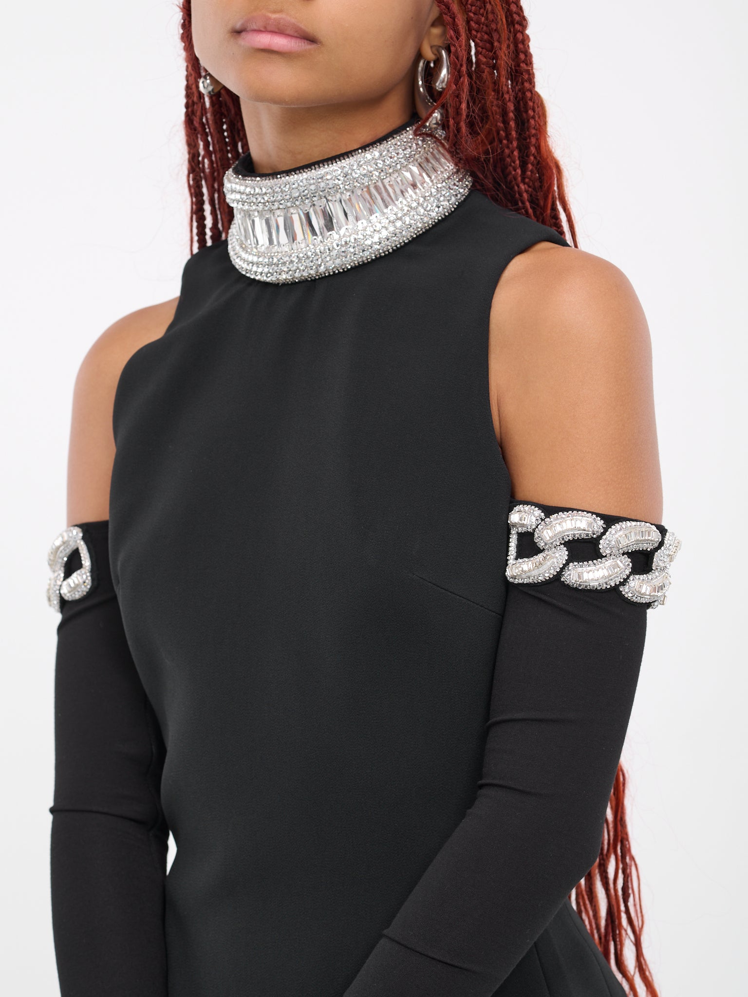 Crystal Chain Gloves (DKGLOVES01-BLACK-SILVER)