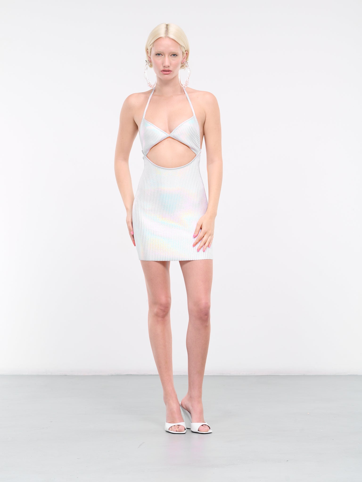 DAVID KOMA | H.Lorenzo|Bra Detail Cut-Out Knit Dress (DKKN28D-SILVER), S / SILVER DAVID KOMA | H.Lorenzo|Bra Detail Cut-Out Knit Dress (DKKN28D-SILVER), S / SILVER