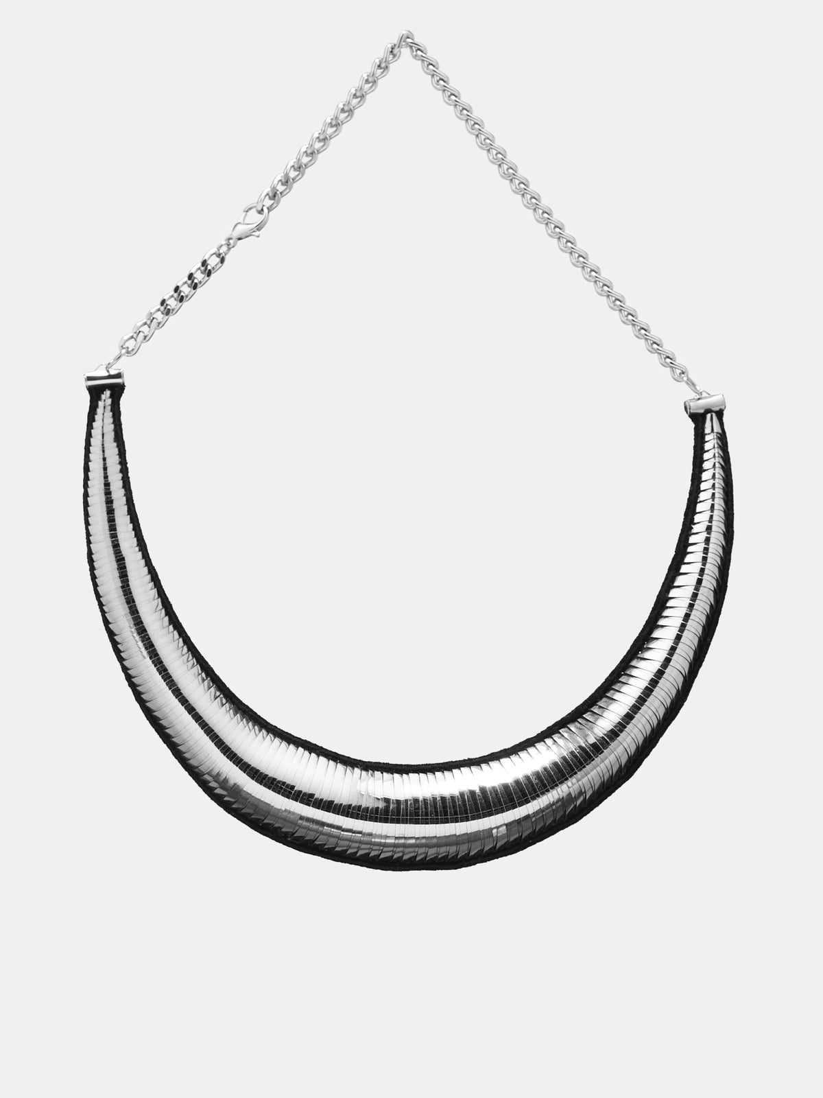 Metallic Tube Embroidery Necklace (DKNECKLACE-SILVER)