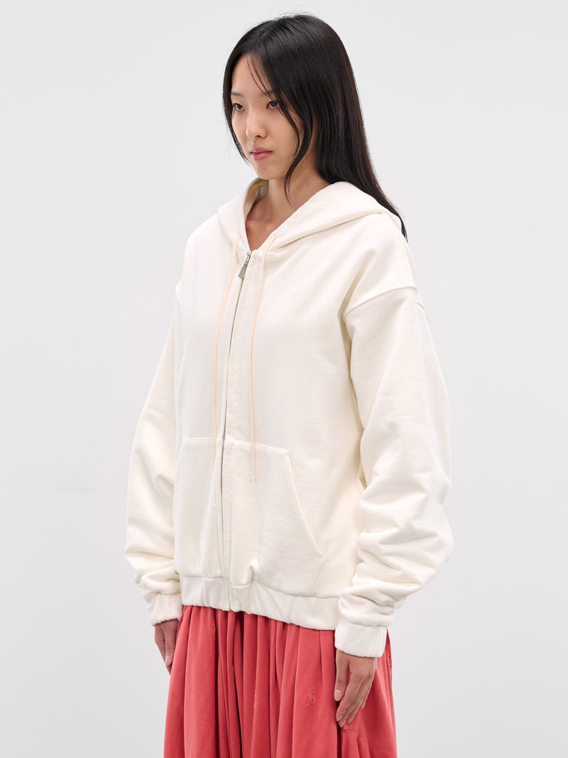 White Double Layer Cropped Hoodie (DLH001-DOUBLE-LAYERED-WHITE)