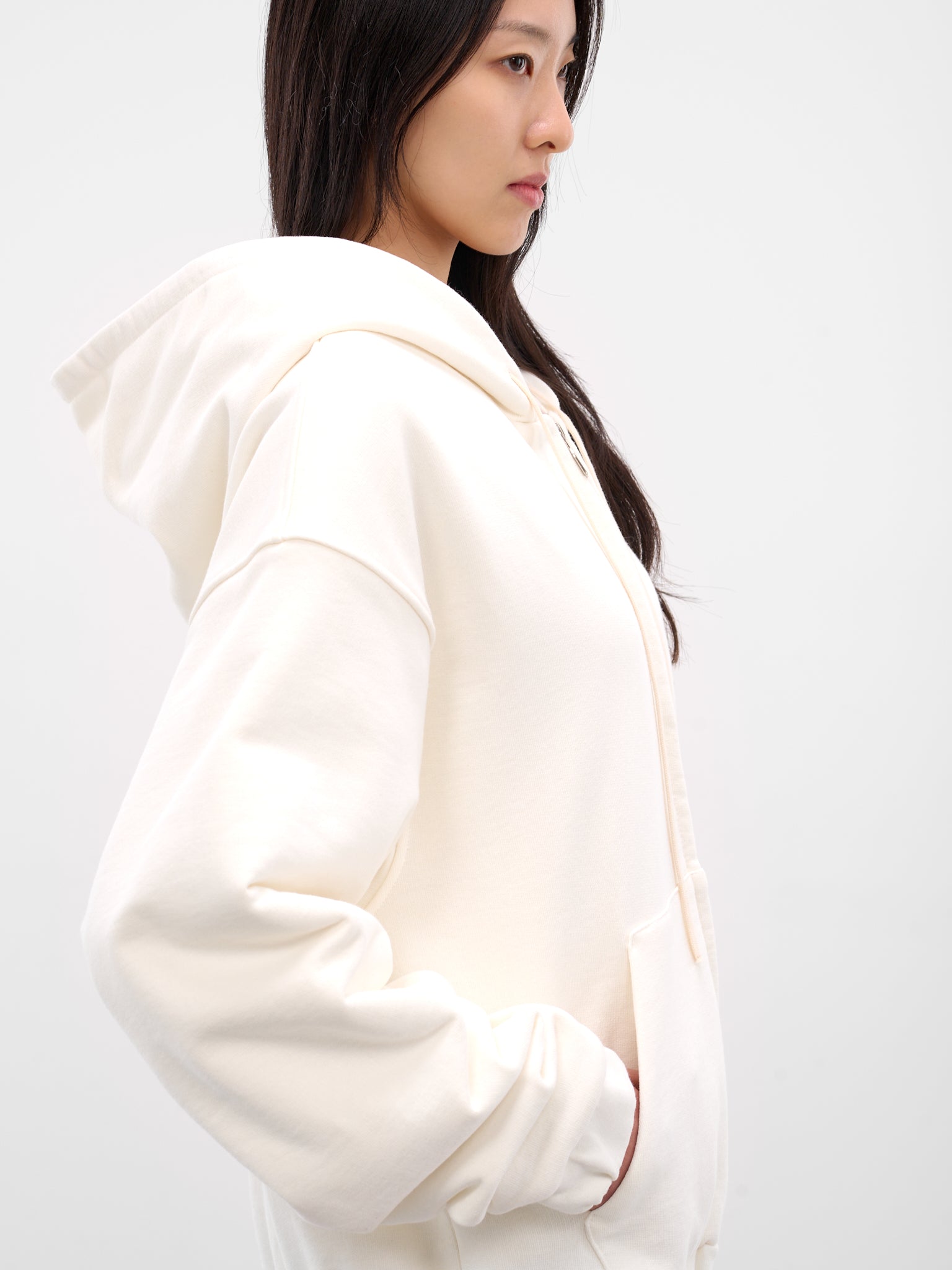 White Double Layer Cropped Hoodie (DLH001-DOUBLE-LAYERED-WHITE)