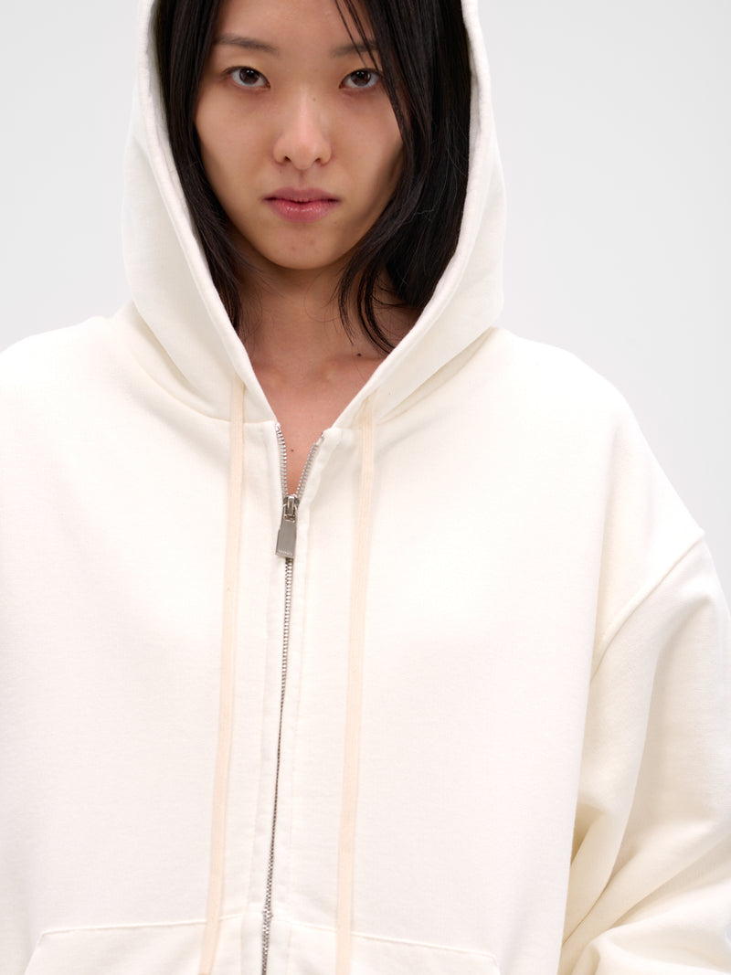 White Double Layer Cropped Hoodie (DLH001-DOUBLE-LAYERED-WHITE)