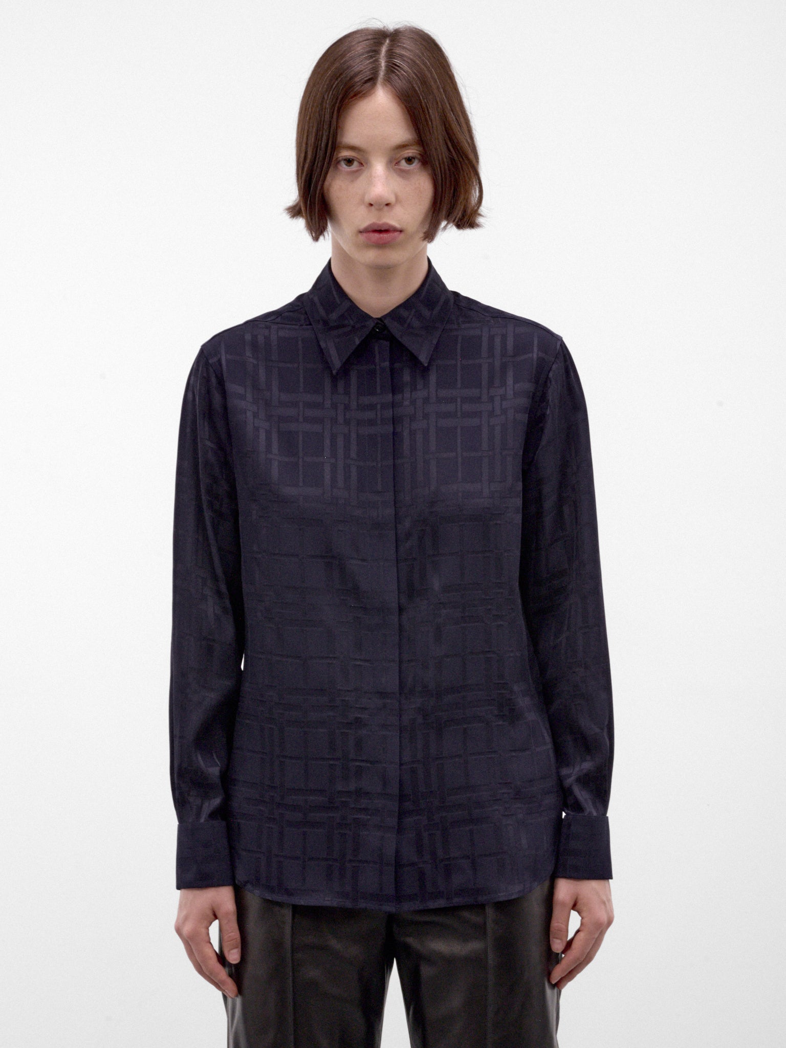 Ink Blue Geometric Dorothea Shirt (DOROTHEA-C6517-DARK-INK-BLUE)