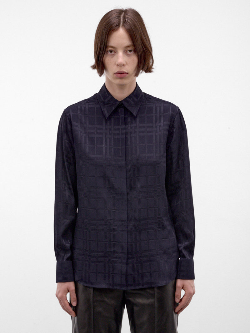 Ink Blue Geometric Dorothea Shirt (DOROTHEA-C6517-DARK-INK-BLUE)