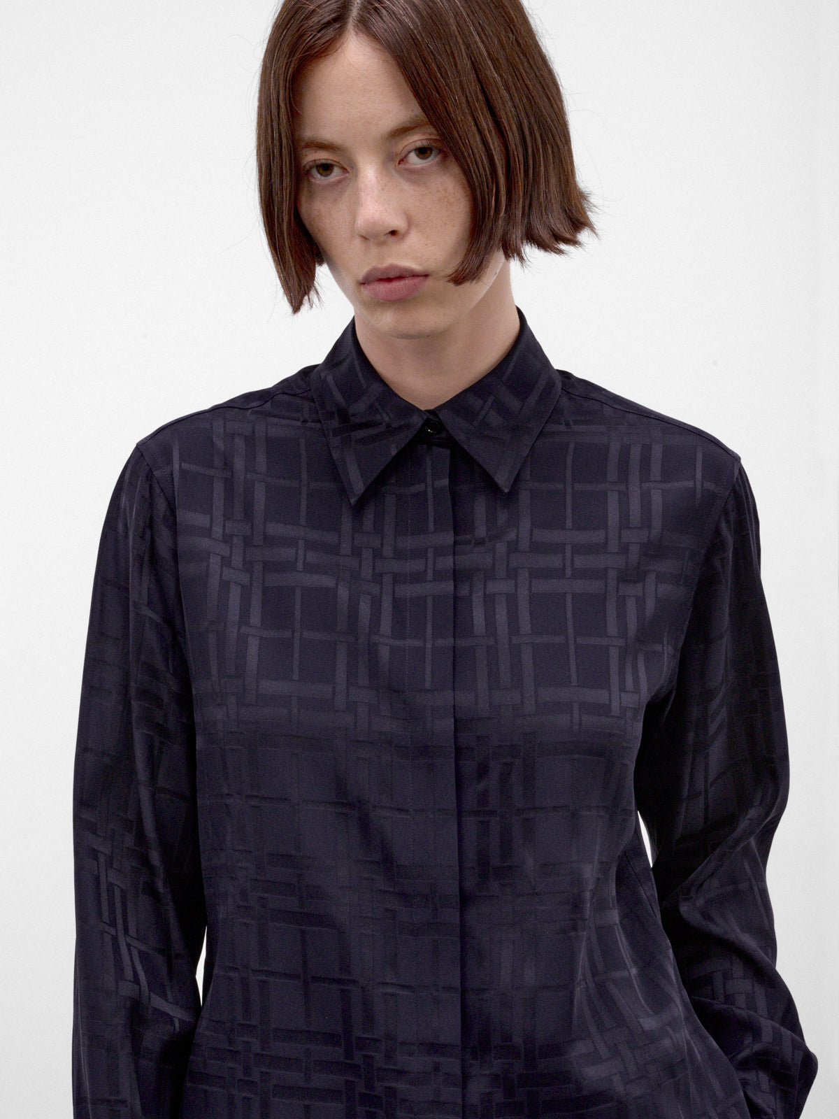 Ink Blue Geometric Dorothea Shirt (DOROTHEA-C6517-DARK-INK-BLUE)