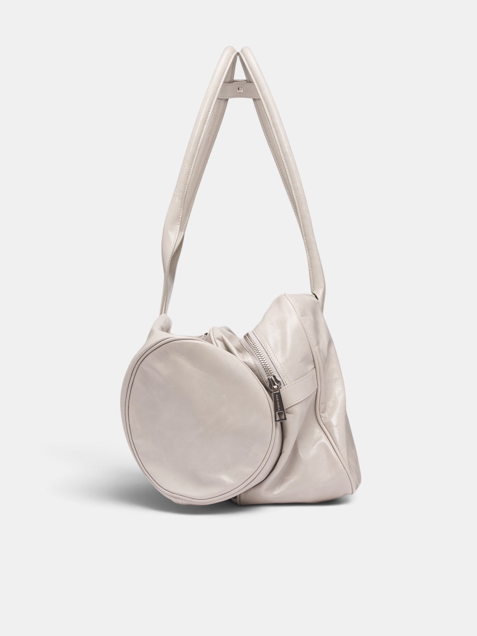 Gray Leather Double Bag (DOUBLE-BAG-XL-FW26-6007-LGREY)