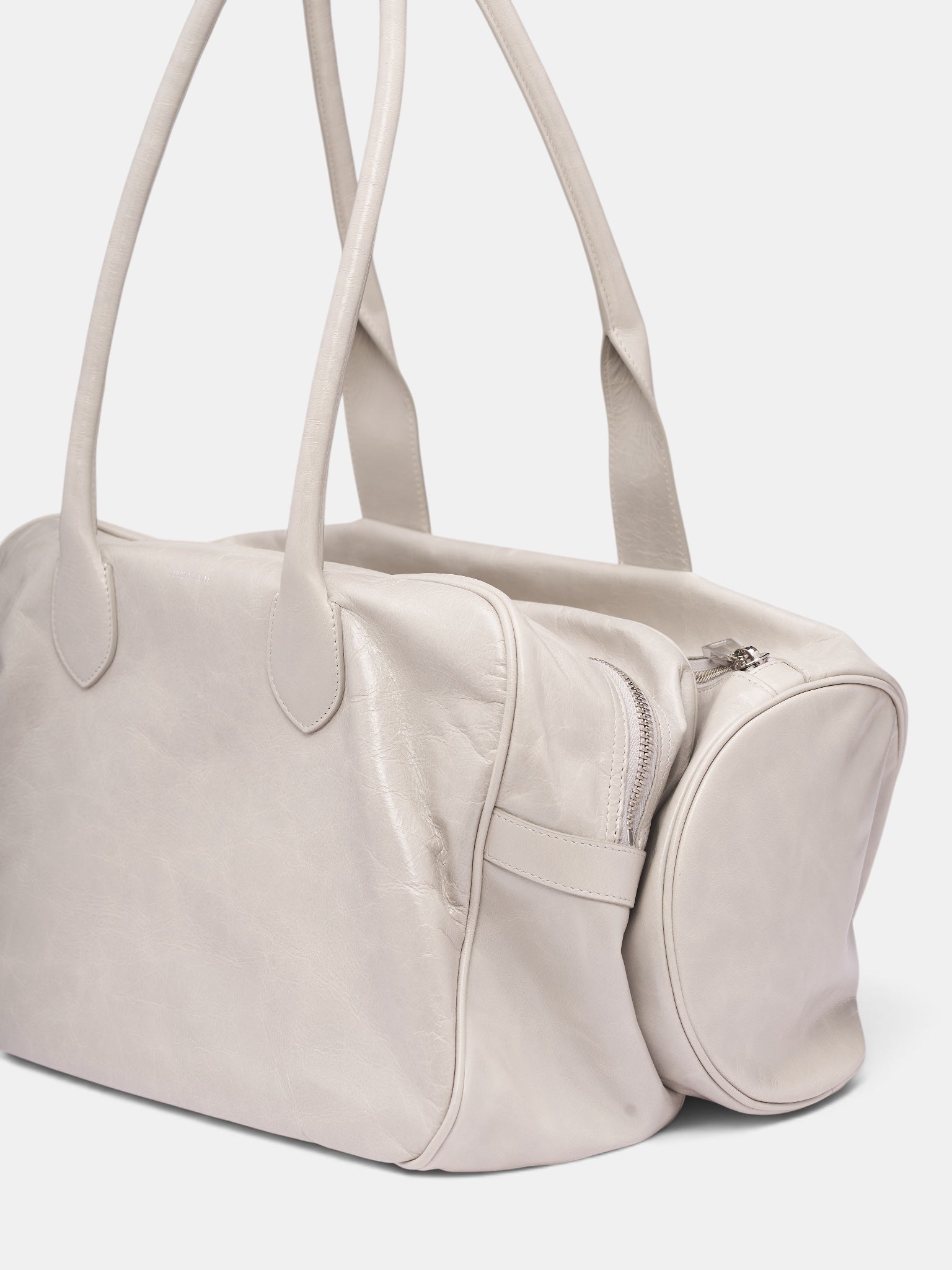 Gray Leather Double Bag (DOUBLE-BAG-XL-FW26-6007-LGREY)