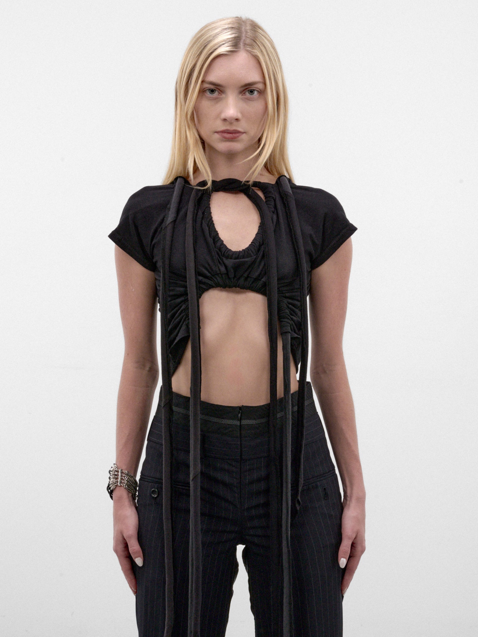 Double Piped Cropped Graphic Tee (DOUBLE-PIPED-TS-BLACK)