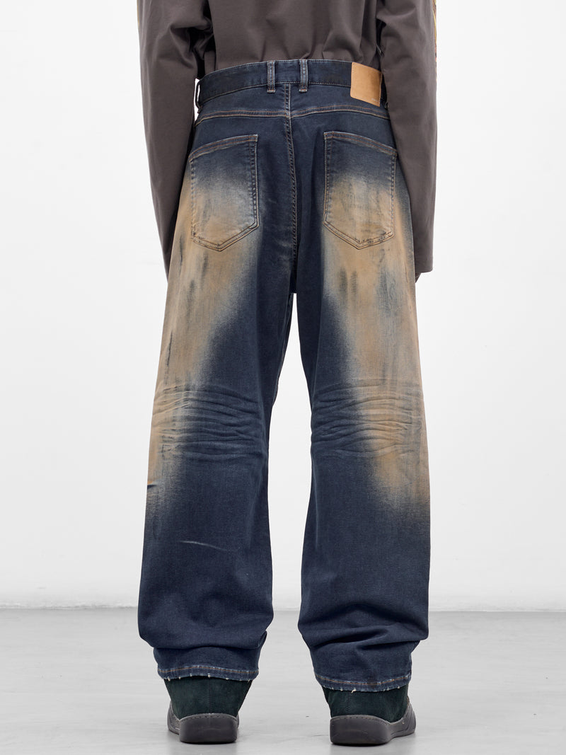 Blue Dirty Denim Wide Jeans (DP0-26-349-M-NV-NAVY)