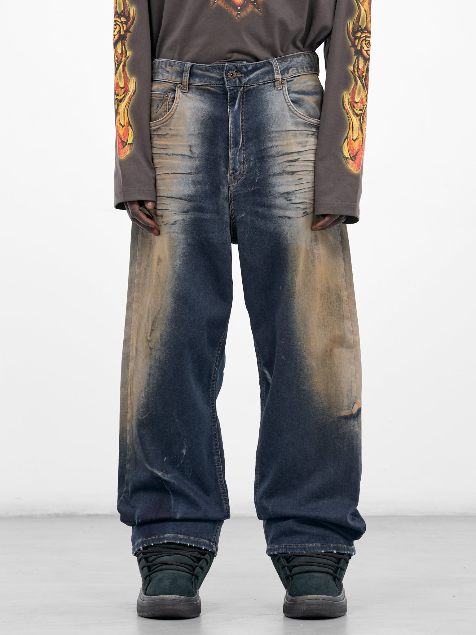 Blue Dirty Denim Wide Jeans (DP0-26-349-M-NV-NAVY)