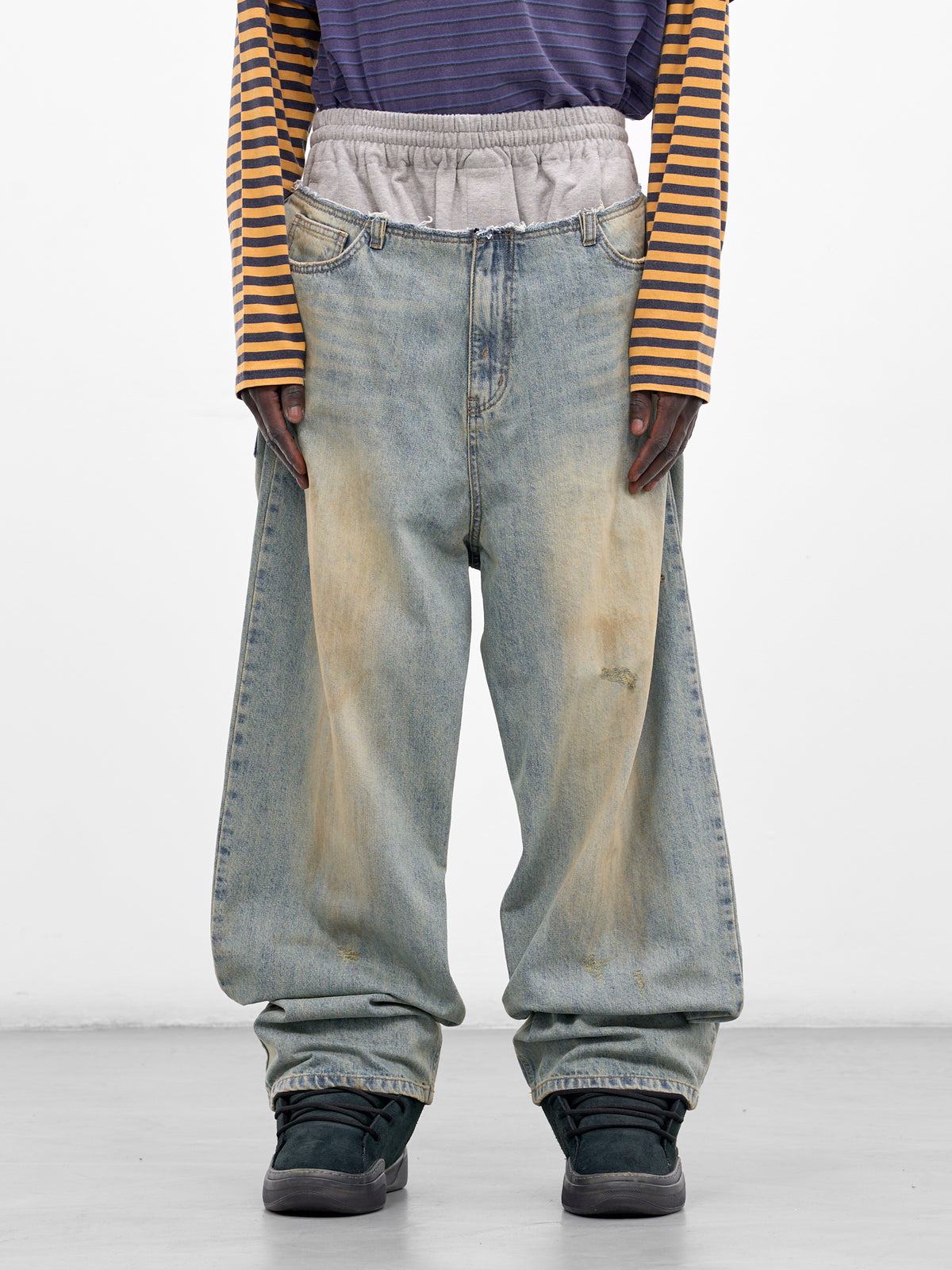 Blue Layered Sweatpants & Denim Jeans (DP0-26-368-U-BL-BLUE)