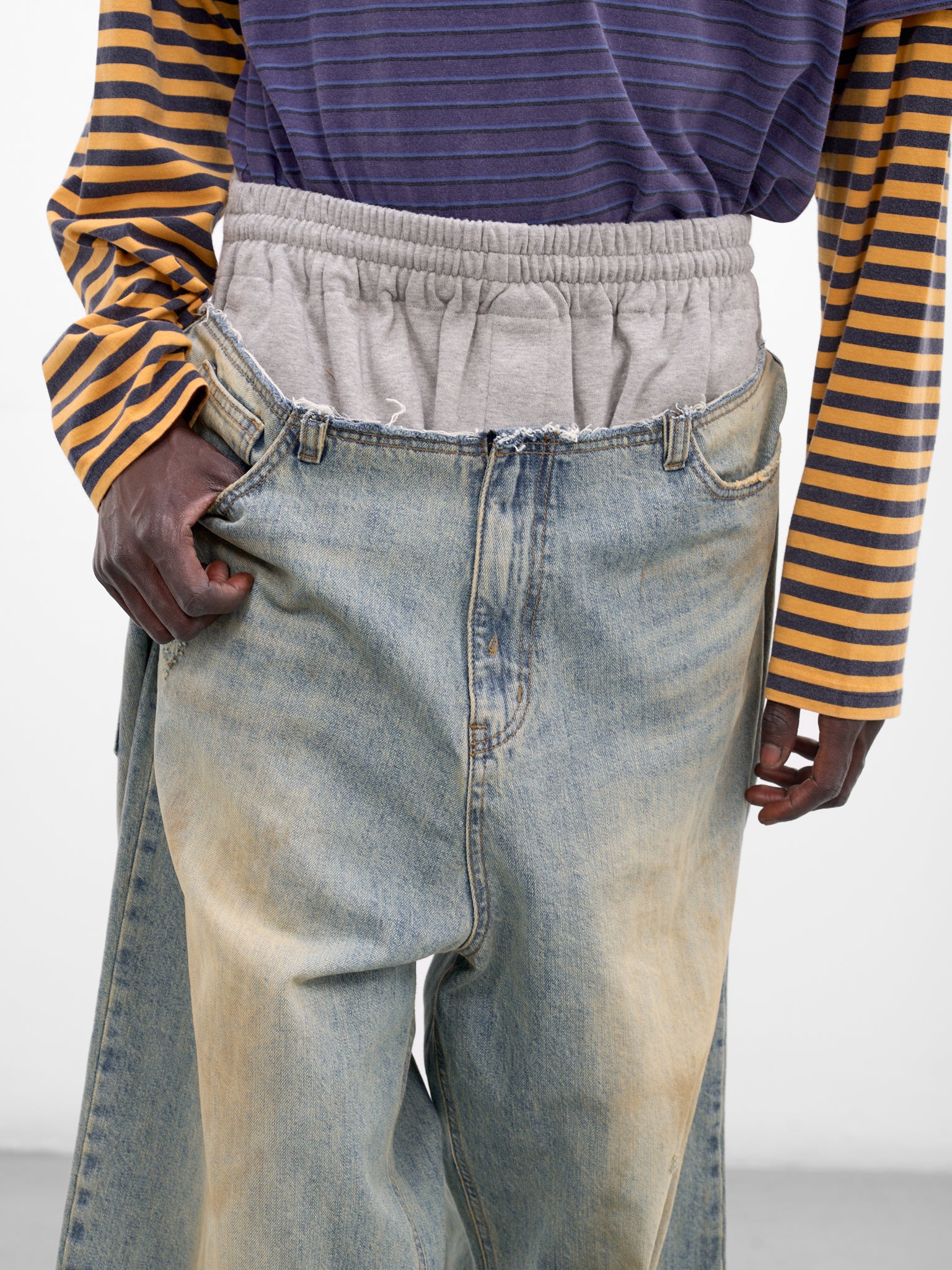 Blue Layered Sweatpants & Denim Jeans (DP0-26-368-U-BL-BLUE)