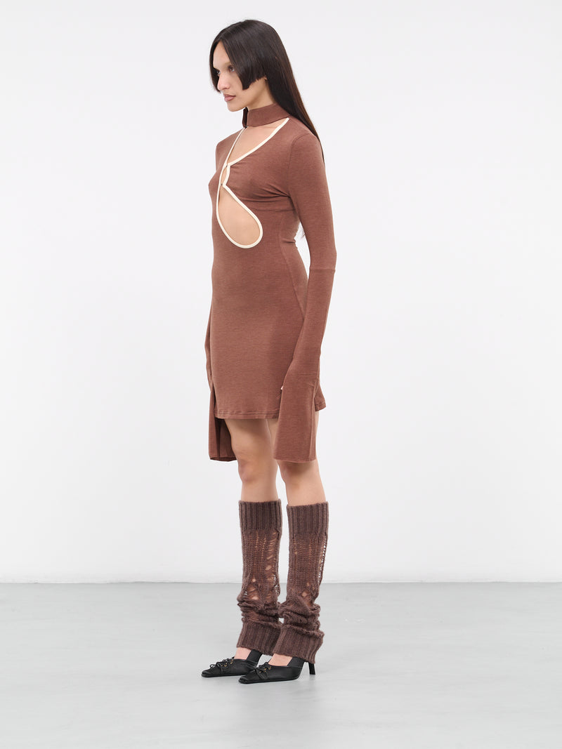 Flared Sleeve Qipao Dress (DR-02-BR-BEIGE)