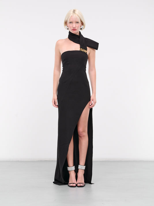 MAX ZARA STERCK | H.Lorenzo|Scarf Diagonal Dress (DR-B09-BLACK-GOLD) MAX ZARA STERCK | H.Lorenzo|Scarf Diagonal Dress (DR-B09-BLACK-GOLD)