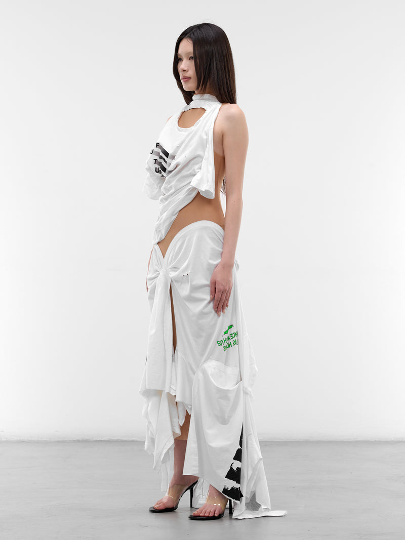 Deconstructed T-Shirt & Mesh Gown (DR-TSM-3-WHITE-MESH)